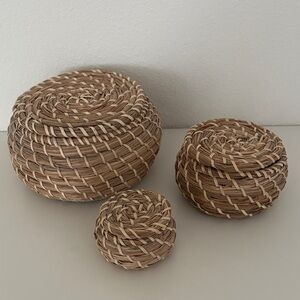 IKEA Handwoven Brown Basket Set